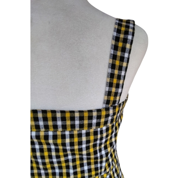 Hollister Button Front Yellow, Black, & White Plaid Dress Size XS - Picture 6 of 8